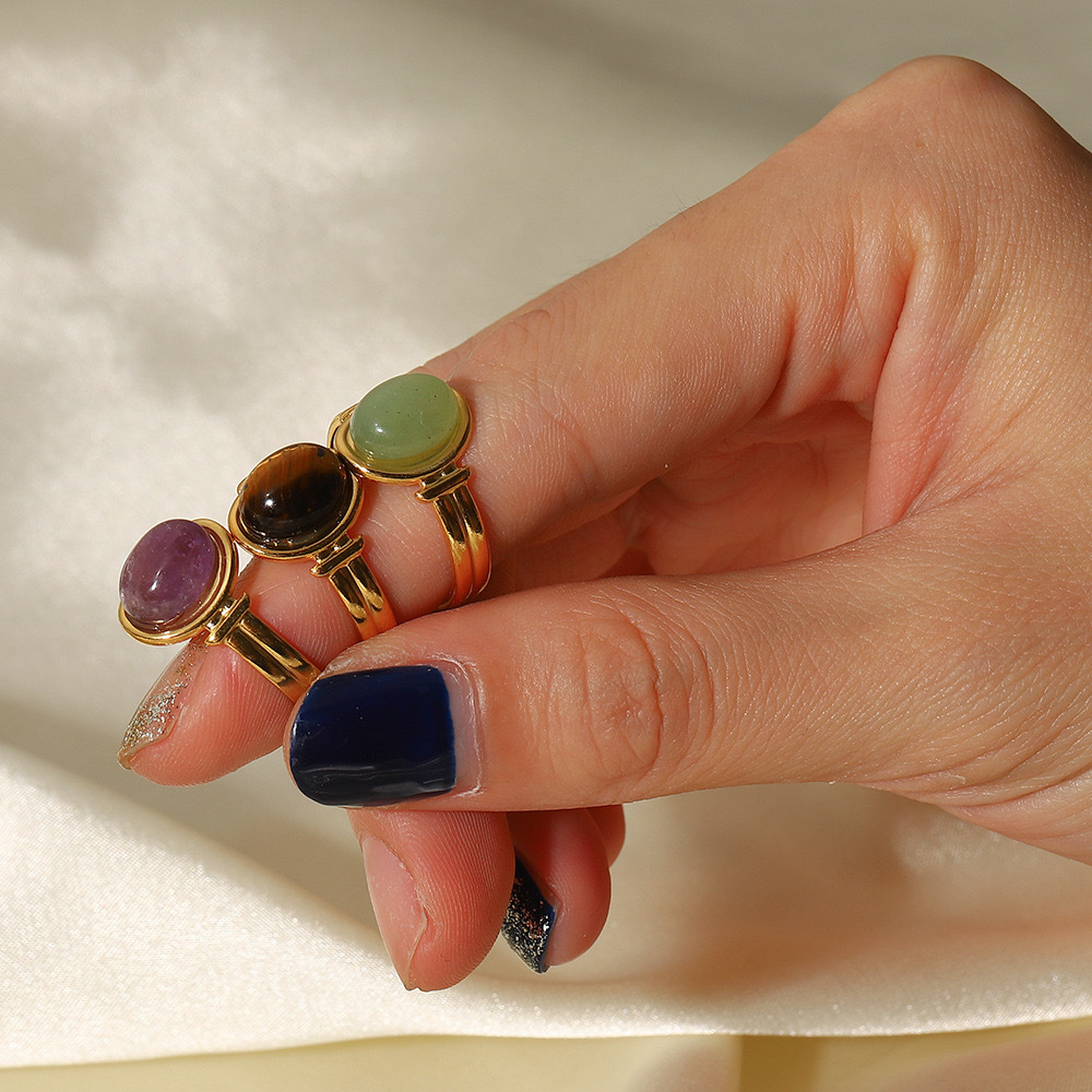 Adjustable Ring Size Wholesale Jewelry Retro Oval 304 Stainless Steel Open Rings