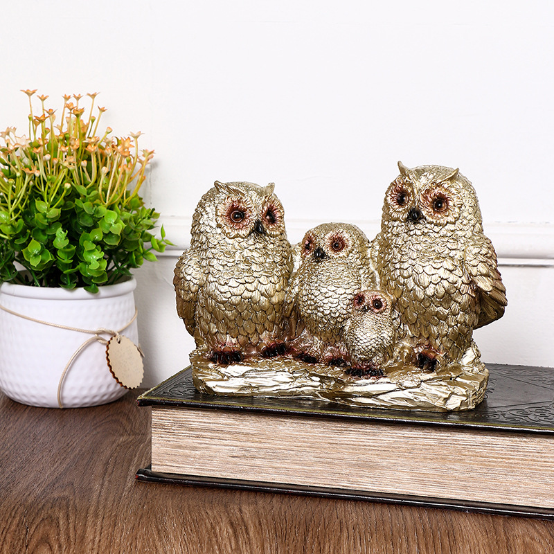 Resina de búho artesanía de resina decoración de vestíbulo decoración de dibujos animados estadounidenses tallado de animales decoración de la sala de estar
