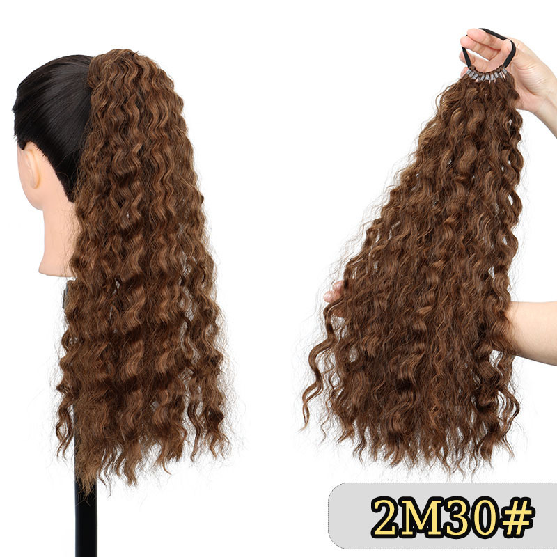 国境を越えた売れ筋女性用ウィッグポニーテール 18inch 小さなカーリー輪ゴムポニーテールヘアエクステンション新しいファッション三つ編みヘア|undefined