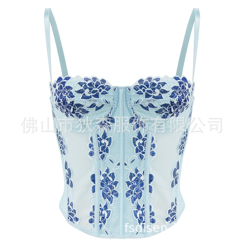 Nuevo top camisola delgada de espina de pescado con costura de malla para mujer europea y americana