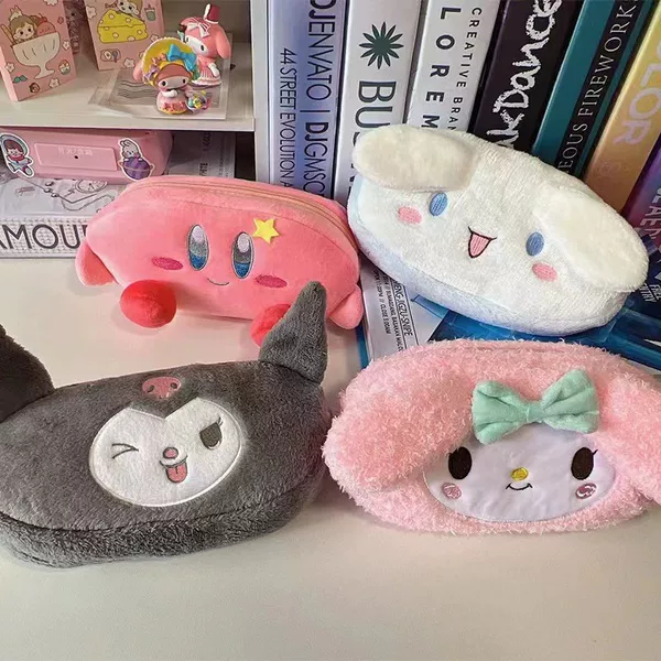 Japanese-Style Cartoon Kirby Cinnamoroll Kuromi Plush Ins Pencil Case Student High-Value Large-Capacity Stationery Box