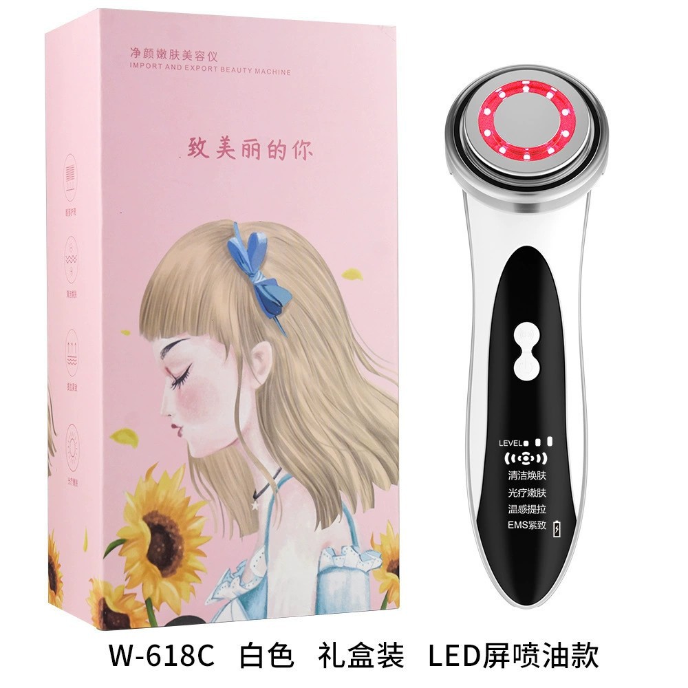 Fabricante al por mayor, luz de color portátil para el hogar, instrumento de introducción para rejuvenecimiento de la piel cálida, masajeador de vibración facial, instrumento de belleza de burbujas pequeñas