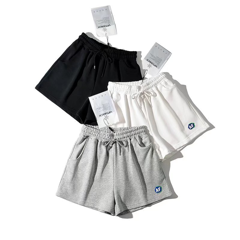 Summer Casual Trendy Brand Trendy Brand Leather Label Loose Shorts with Loose Loose Loose Waist Drawstring Wide Leg Pants