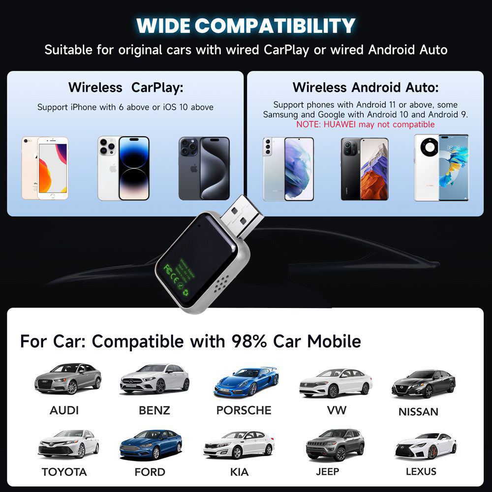 Cross-Border Upgraded Wireless Carplay Box Android Auto Two-In-One Adapter for In-Car Connectivity