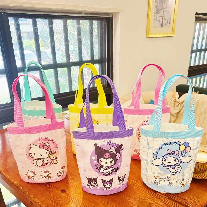 かわいいイラストプリントバケツバッグハンドバッグキャンバスバッグ少女心ママバッグ弁当袋出勤バッグ|undefined