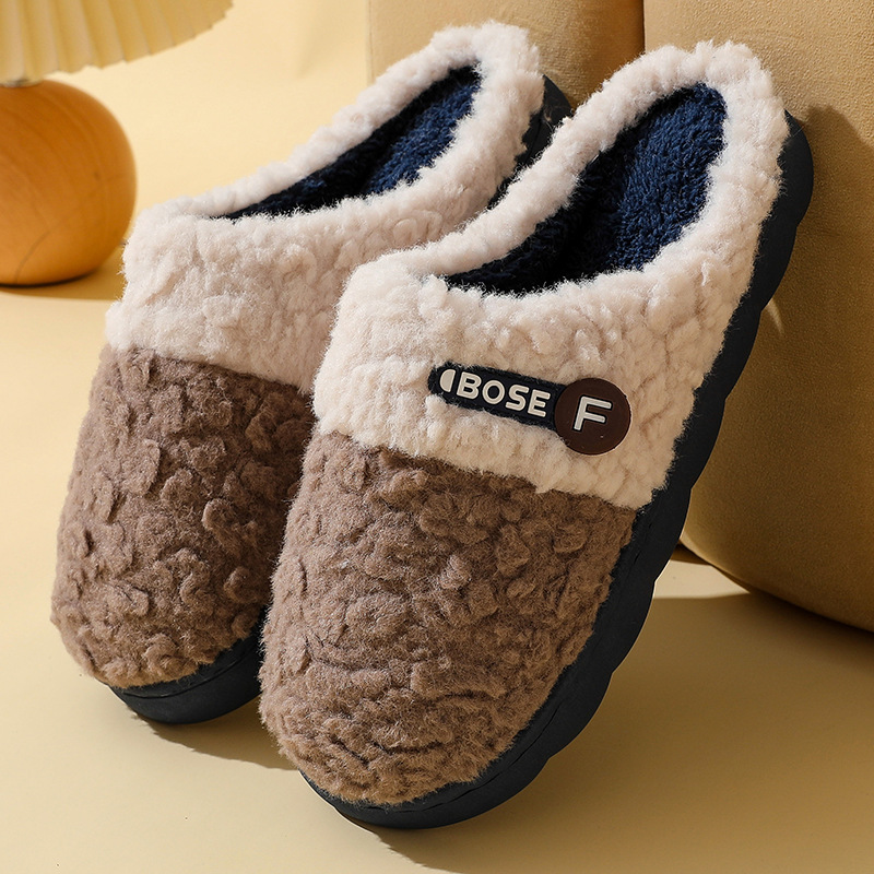 thumbnail image 1 of Zapatillas de algodón para mujer nuevas de lana de otoño e invierno más zapatillas de algodón de terciopelo para el hogar zapatillas de algodón cálidas para parejas de suela gruesa para hombres, 1 of 5
