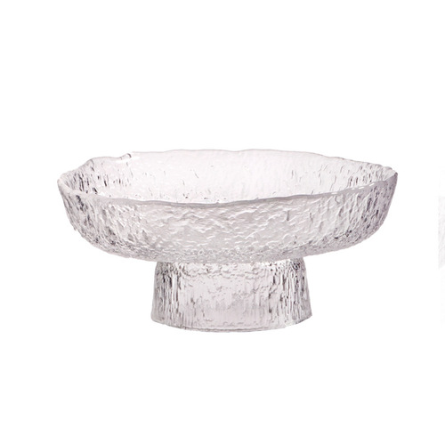 Glass fruit plate home living room coffee table snack crystal plate Japanese tray light luxury tall candy dried fruit plate