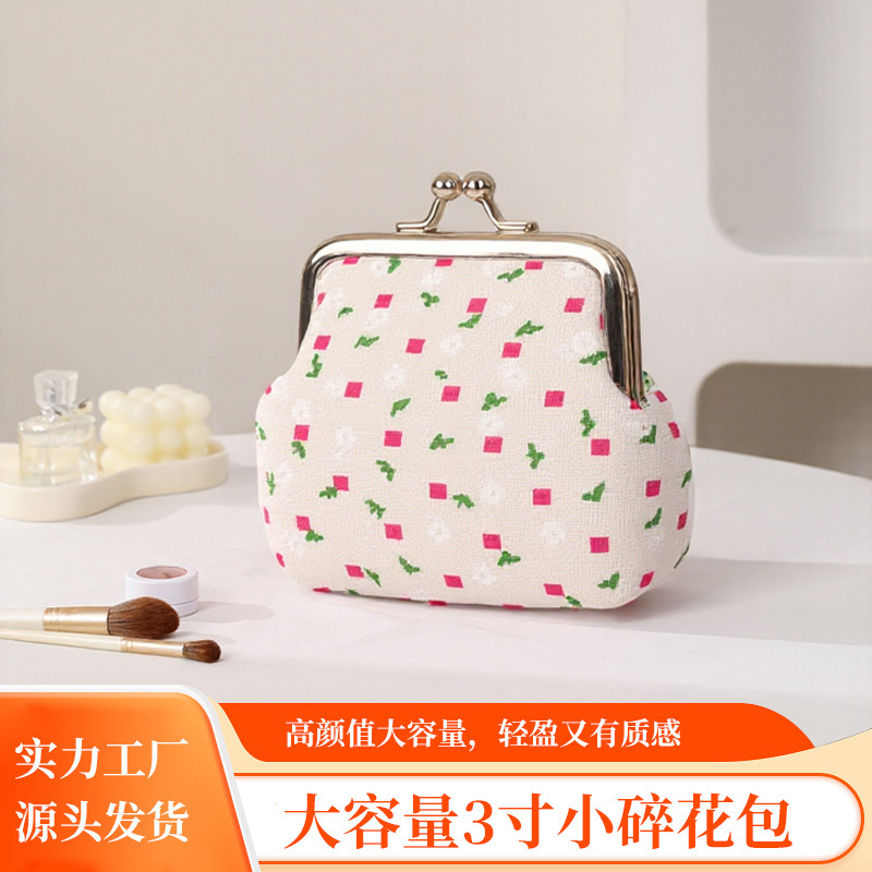 3inch Spring Small Floral Handbag Coin Purse Women's Short Wallet Candy Color Card Holder Coin Bag Fashionable and Easiest for Match