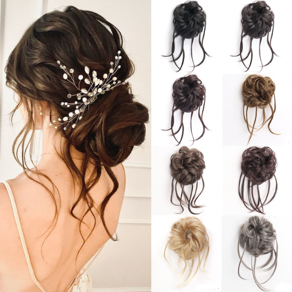 Anillo de pelo de peluca de goma desordenada extensión esponjosa cabeza de pelo de caballo de alta temperatura anillo de pelo de seda