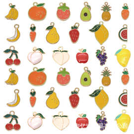 水果系列DIY滴油合金 多款桃子草莓吊坠 手链项链吊坠钥匙扣配件