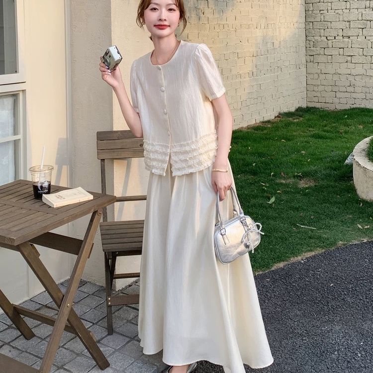 小香风薄款时尚木耳边短袖马甲女夏2025新款初夏穿搭设计感单上衣|undefined
