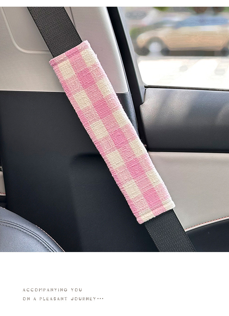 Casual Plaid Car Seat Belt Shoulder Cover Car Shoulder Cover High-End Fabric Anti-Wear Car Decoration Supplies