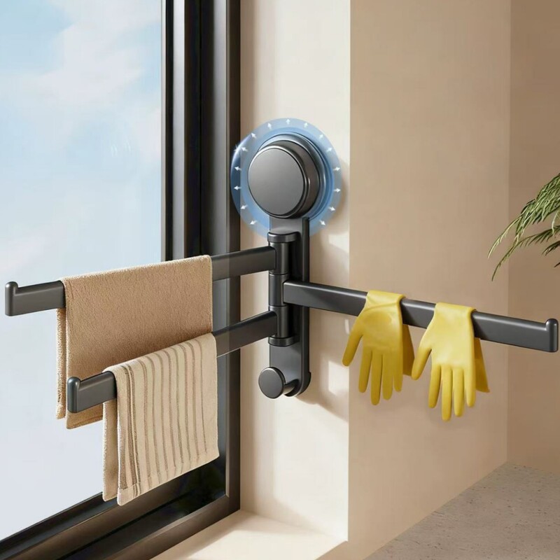Suction Cup Kitchen Cloth Rack, Multi-Rod Rotatable Drain Rack for Sink and Windowsill, Wall-Mounted Towel Rack Suction Cup Kitchen Cloth Rack, Multi-Rod Rotatable Drain Rack for Sink and Windowsill, Wall-Mounted Towel Rack