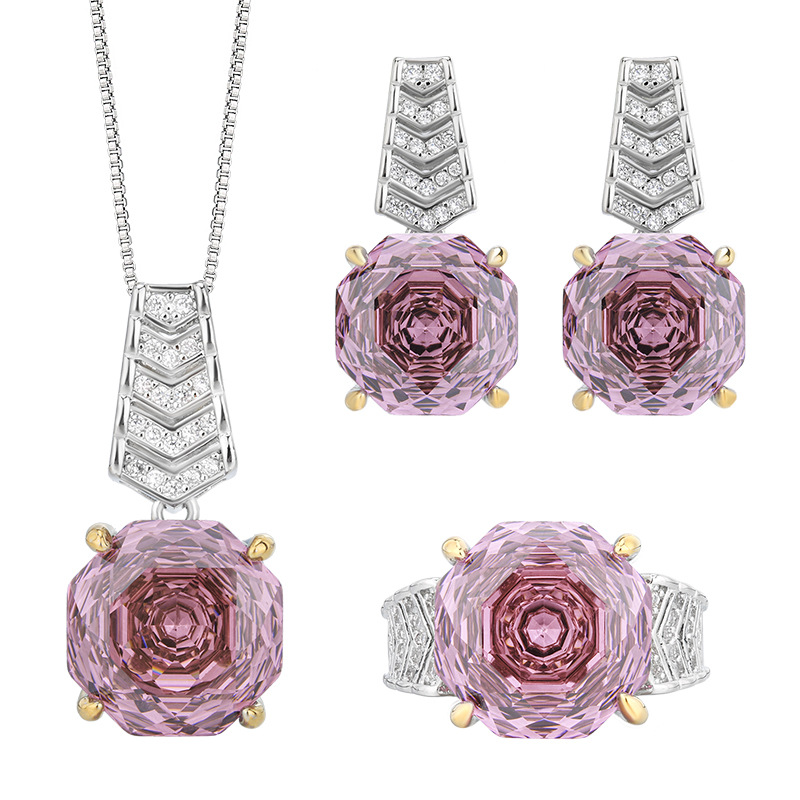 2025 nuevo Zhuangshengsheng Jewelry Fondo de cobre chapado en oro rosa corte seco rosa temperamento traje piedra principal 14-12mm