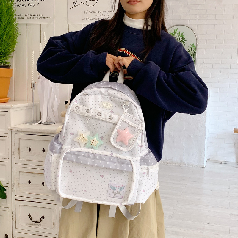 波点初中双肩包女生学生大容量二次元双肩透明吧唧痛包背包书包|undefined