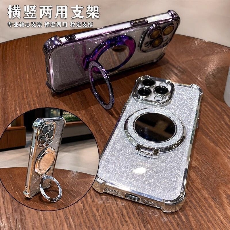 化粧鏡付きマグネット式スタンド、Apple 17ProMax、iPhone16、キラキラ輝く15用フルカバー耐衝撃ケースに適合|undefined