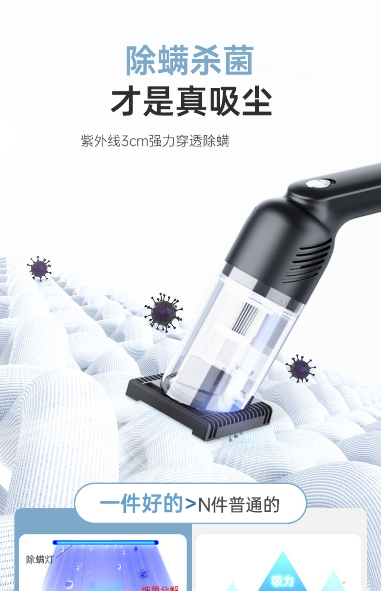 New upgraded multifunctional portable high-power ultraviolet sterilization car electric vacuum cleaner for removing household dust