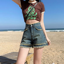 高级感阔腿牛仔裤宽松女装显瘦潮流毛边短裤春季2025年小众新款