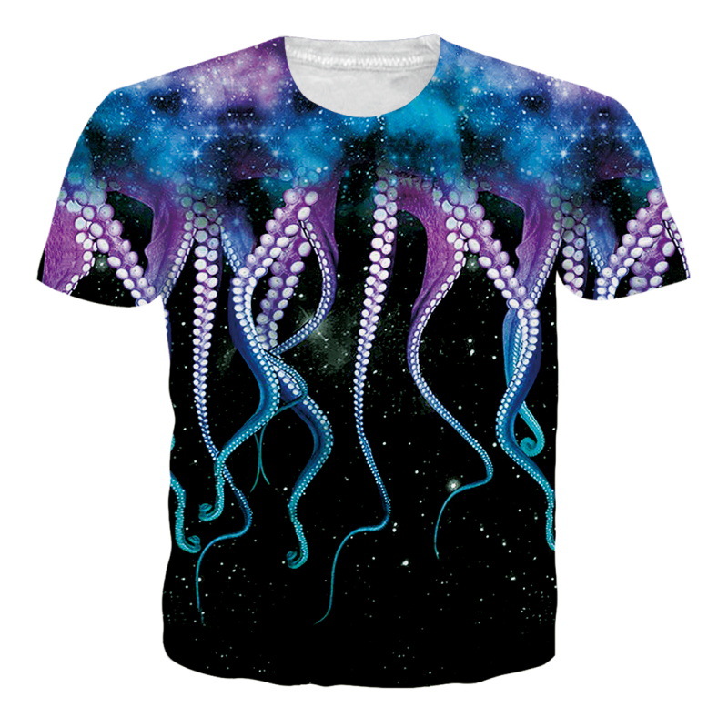 Men's T-shirt With Star Map Print Round Neck Casual Pullover_voghion.com