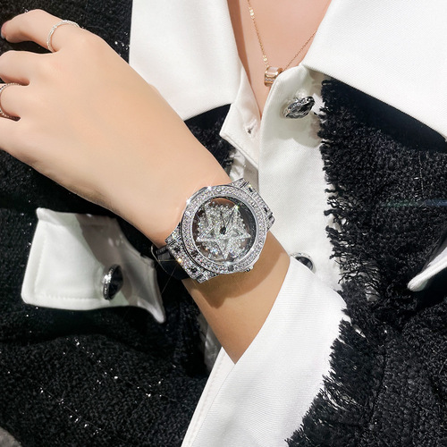  new women's watch DIMINI hollow transparent rotating rhinestone light luxury five-pointed star watch for women