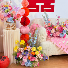 婚礼场景花装饰结婚婚房客厅桌面床头花束摆设婚庆布置仿E18