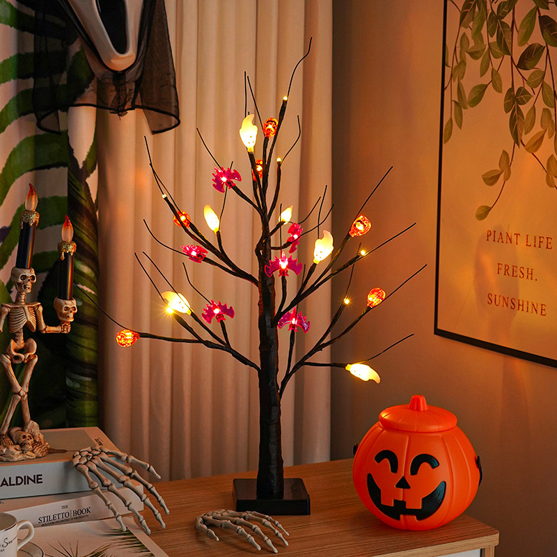 Luz de Navidad LED transfronteriza lámpara de abedul lámpara de árbol de huevo lámpara de árbol decoración de regalo de habitación al aire libre árbol de simulación de Halloween