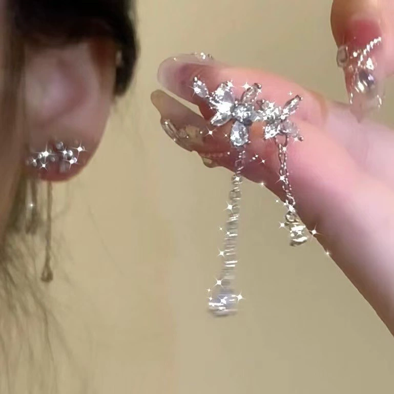 Серебряная игла, ретро универсальные серьги, стиль высокого качества, стиль легкой роскоши