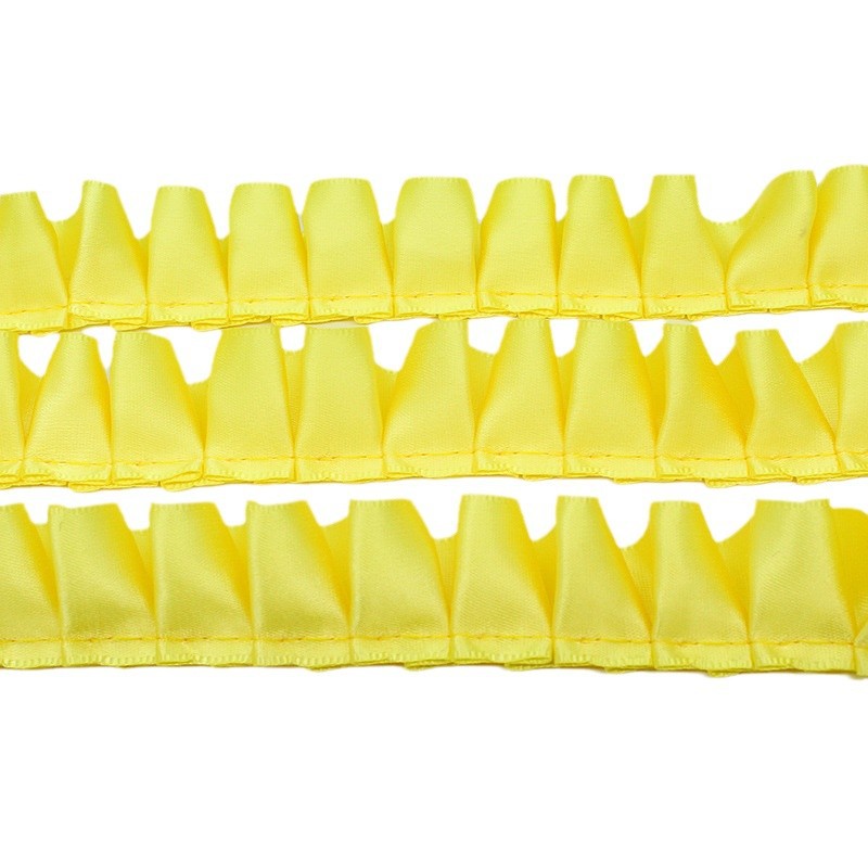 Fabricantes al por mayor de 2.5cm de ancho poliéster único borde de loto plegado cinta DIY accesorios de ropa hecha a mano cinta de encaje decoración image 6