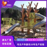 Уличная нестандартная детская игровая площадка, оборудование без питания, развлекательные помещения, живописное место на открытом воздухе, производитель творческих развлекательных объектов