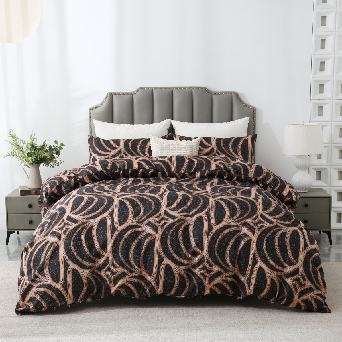 Bohemian Geometric Duvet Cover Set - 3-Piece Bedding (Duvet + 2 Pillowcases) - Soft Brushed Polyester, Fade-Resistant, Multiple Sizes_voghion.com