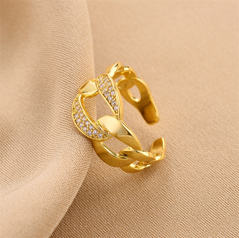 Daily Occasion Fashion Flower Copper Plating Zircon Open Ring 1 Piece
