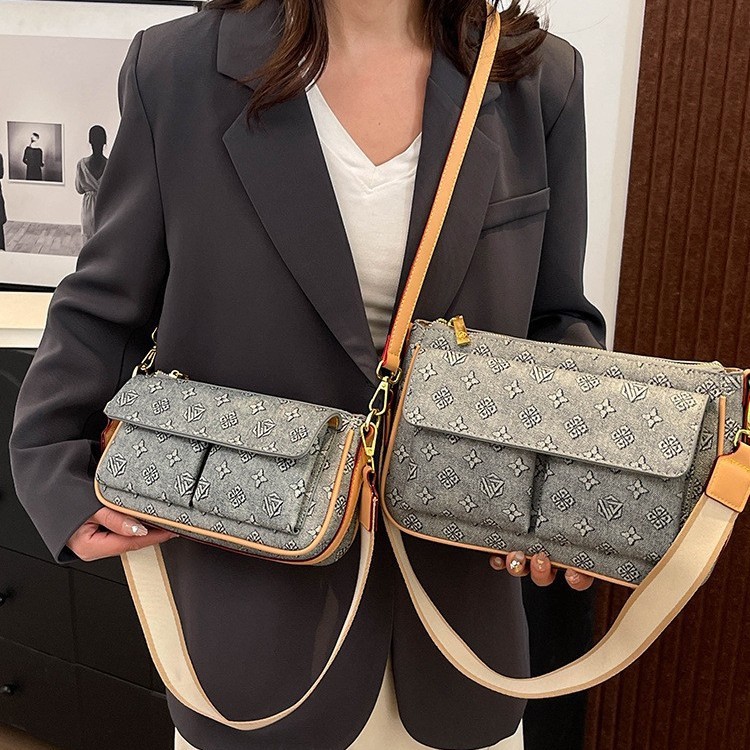 bags斜挎包春季款时尚复古女包包高级感腋下包小众印花女士单肩包