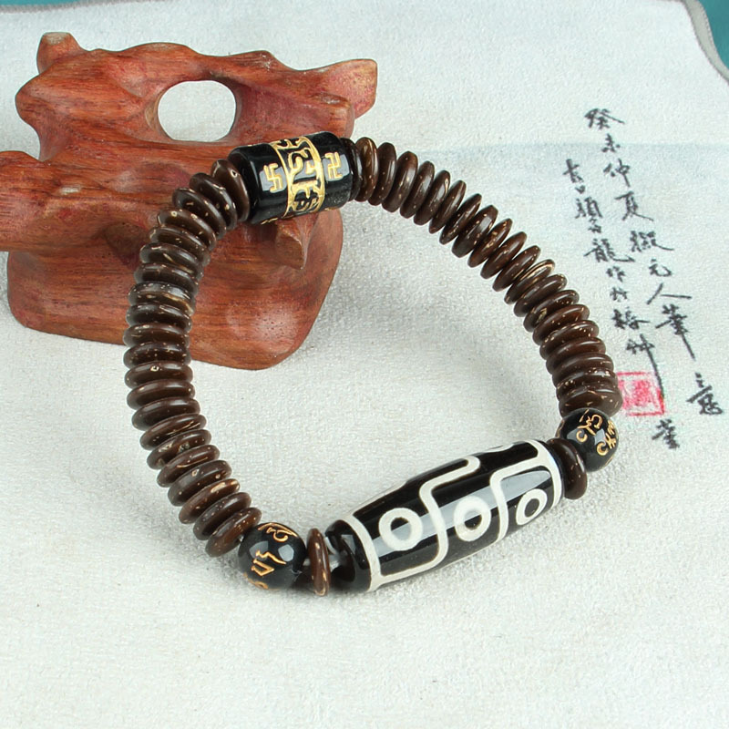 天珠ブレスレット チベット瑪瑙三目天珠ブレスレット チベット天目九目天珠 オールド瑪瑙天珠|undefined