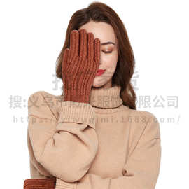 2026秋冬羊驼绒厚款连指保暖针织手套通用款跨境出口连指手套