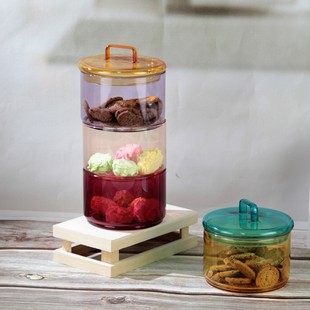 European Dazzling Series Multi-Color Sugar Jars, Creative Glass Candy Snack Jars, Creative Multi-Layer Storage Sugar Cups