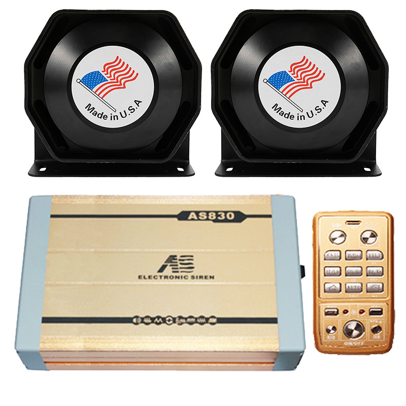 Car-mounted wireless alarm, 400W high-power loudspeaker, car siren with high-pitched horn, AS830NG + octagonal speaker