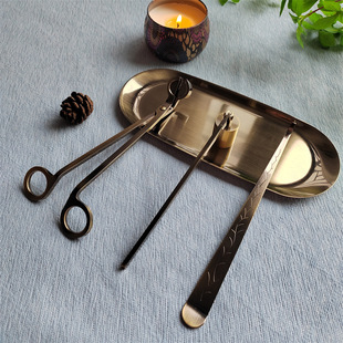 Bronze Aromatherapy Candle Tool 3 4 Piece Set Candle Extinguisher Candle Cover Candle Wick Cut Hook Tray in stock