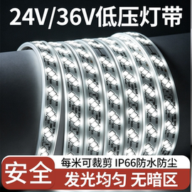 24v低压防水灯带led超亮工程工地塔吊隧道养殖户外照明36V灯条长