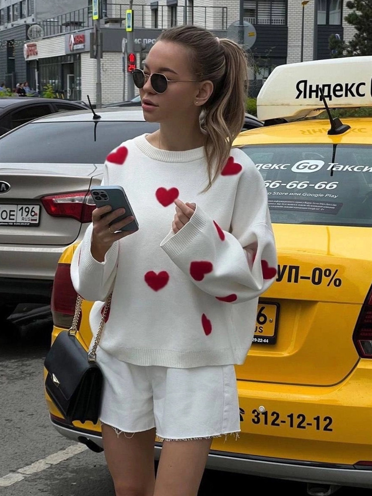Women's Sweater Long Sleeve Sweaters & Cardigans Streetwear Heart Shape display picture 11