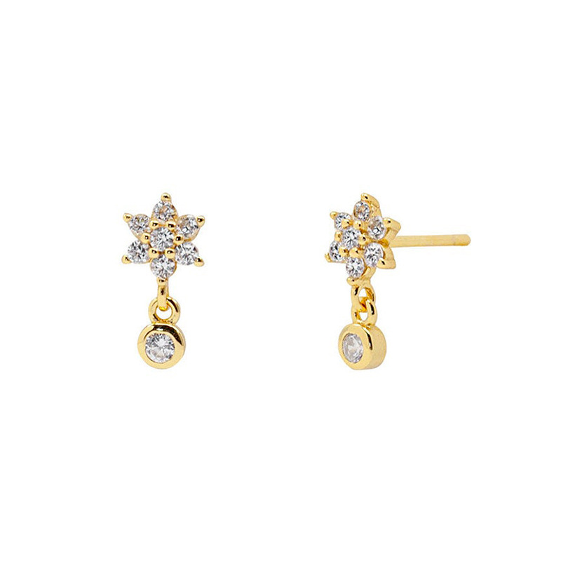 Fashion Snowflake Inlaid Zircon Star Copper Earrings Wholesale display picture 2