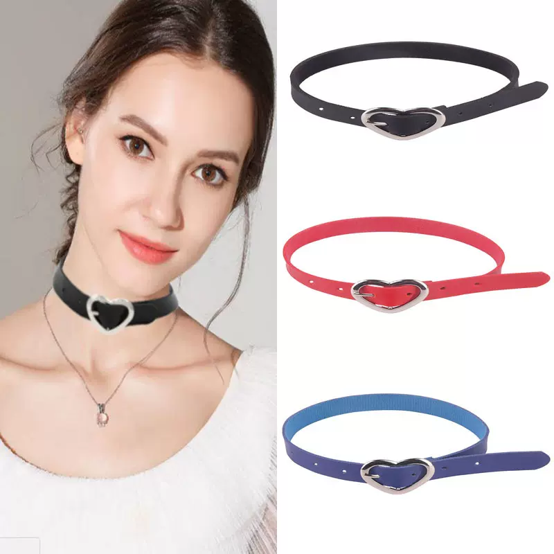 日韩原宿爱心针扣项圈女颈链多层缠绕皮质手环手链臂环腿环多用