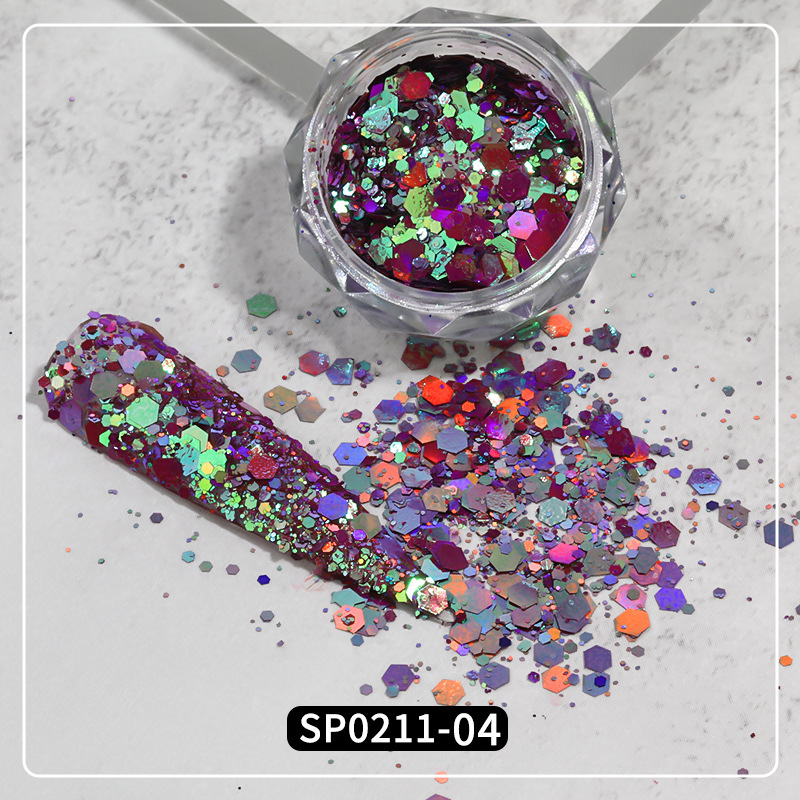 2022 lentejuelas de uñas populares transfronterizas camaleón joyería Rosa gradiente colorido lentejuelas grandes traje DIY pegatinas de uñas