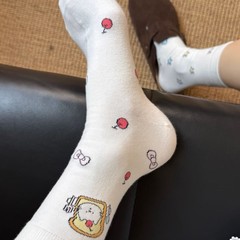 Hello Kitty白色袜子女款中筒袜早秋款日系卡通ins可爱学生长筒袜