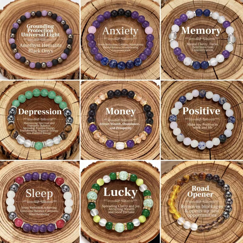 European and American Cross-Border Hot Selling Natural Stone Geometric Bracelet Women's Beaded Aventurine Tiger Eye Stone Mixed Color 8mm Bracelet Bracelet