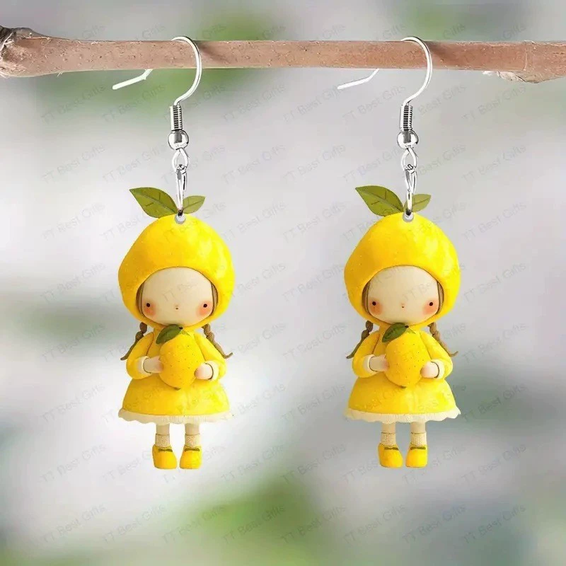 Корейская новая тема фруктов акриловые серьги креативные милые виноград лимонная клубника девушка дизайн серьги