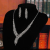 Accessory for bride, jewelry, set, necklace and earrings, diamond encrusted, wholesale