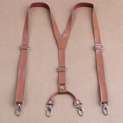 2厘米宽背带夹男士挂钩钩扣西裤牛仔裤吊裤带二层牛皮带一件代发