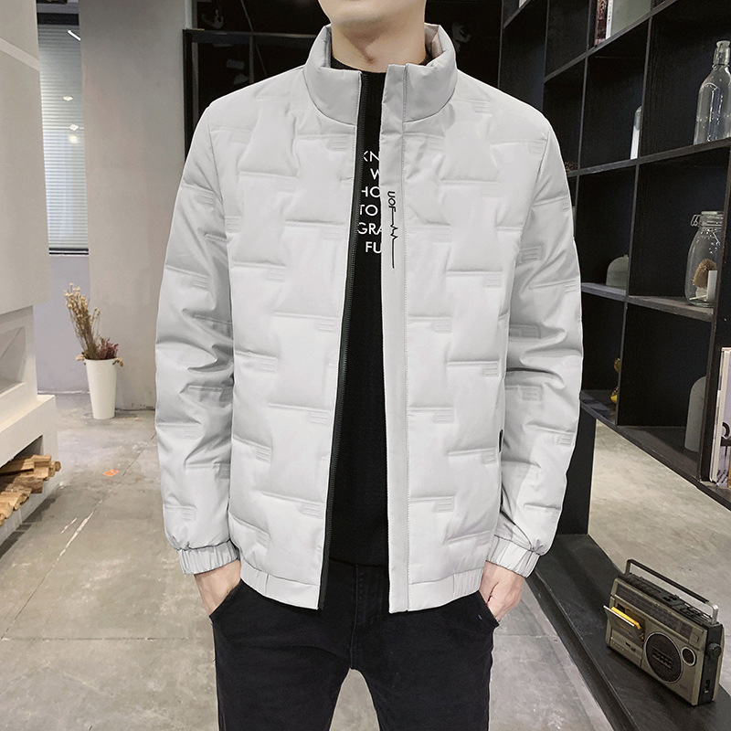 Chaqueta de plumón de otoño e invierno para hombre, talla extra grande, con cuello alto, plumón de pato blanco ligero, corte holgado, versátil, abrigo cálido para hombre, a la moda.