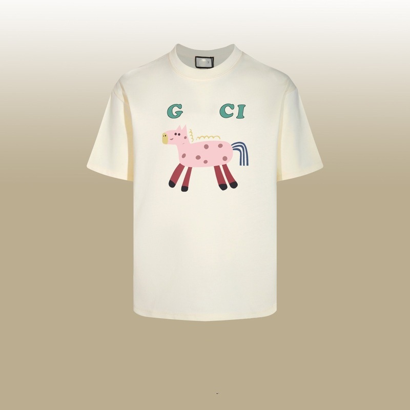 GU ジャンクション ハイバージョン 25SS 新文字 ダブルGプリント ウォッシュ加工 メンズ レディース 半袖Tシャツ 万能|undefined