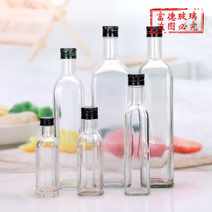 Wholesale olive oil bottle 100ml1000ml square bottle round bottle crystal white camellia oil bottle glass bottle empty bottle